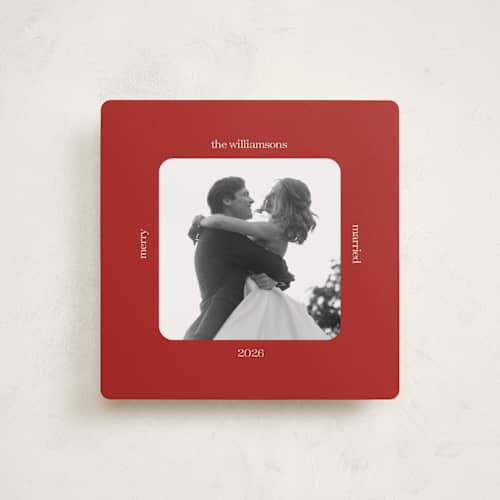 This is a berry holiday photo cards with standard by Beth Vassalo called vintage square printing on recycled smooth signature in square