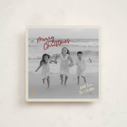 This is a holly berry holiday photo cards with standard by Helena Vitto called old is cool christmas printing on recycled smooth signature in square