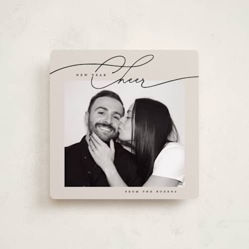 This is a poppy seed holiday photo cards with standard by Susan Zinader called a simple script printing on recycled smooth signature in square