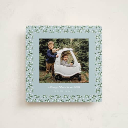 This is a frozen holiday photo cards with standard by Claudia Orengo called tiny flowers printing on recycled smooth signature in square