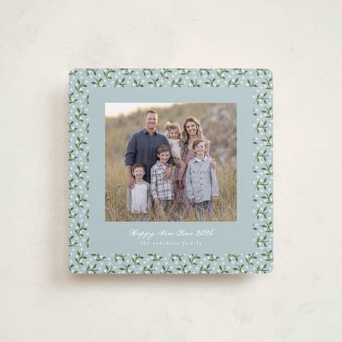 This is a frozen holiday photo cards with standard by Claudia Orengo called tiny flowers printing on recycled smooth signature in square