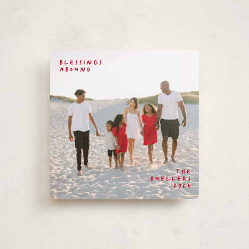 This is a raspberry holiday photo cards with standard by Anna Black called full square printing on recycled smooth signature in square