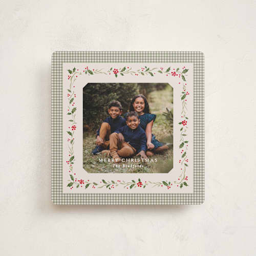 This is a festive holiday photo cards with standard by Erin L. Wilson called fireside printing on recycled smooth signature in square