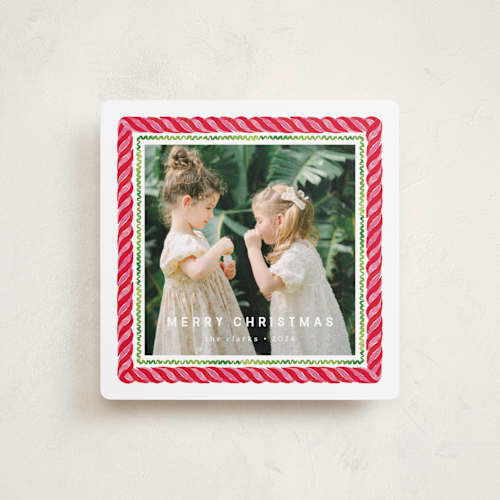 This is a pepermint holiday photo cards with standard by Pati Cascino called very candy printing on recycled smooth signature in square