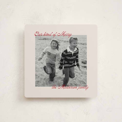This is a champagne holiday photo cards with standard by Jelena Vuletic called jovial printing on recycled smooth signature in square