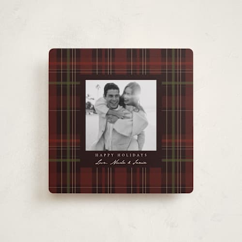 This is a holly berry holiday photo cards with standard by Elly called cozy love printing on recycled smooth signature in square