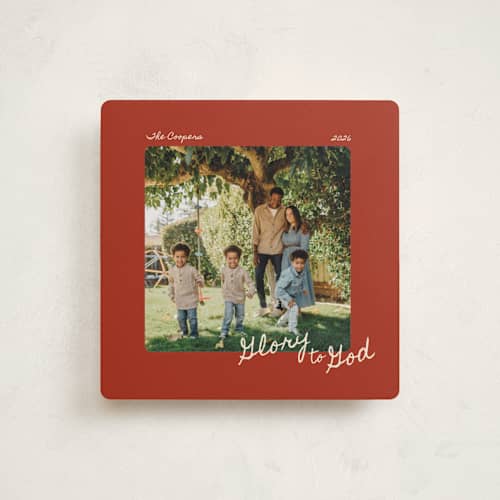This is a cinnamon holiday photo cards with standard by Cleghorn Creative called warm printing on recycled smooth signature in square