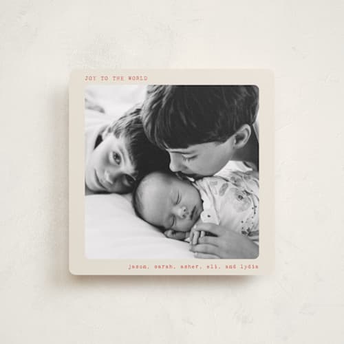 This is a cream holiday photo cards with standard by Olivia Raufman called ephemera printing on recycled smooth signature in square