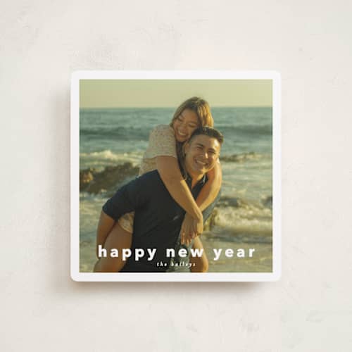 This is a cotton holiday photo cards with standard by Angela Thompson called new year square printing on recycled smooth signature in square