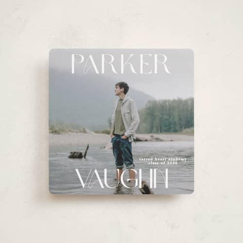 This is a pearl graduation announcements with standard by Angela Thompson called grad squary printing on recycled smooth signature in standard