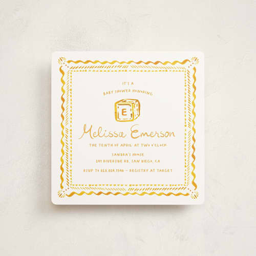 This is a sunshine baby shower invitations with standard by Claudia Orengo called letter box printing on signature in standard