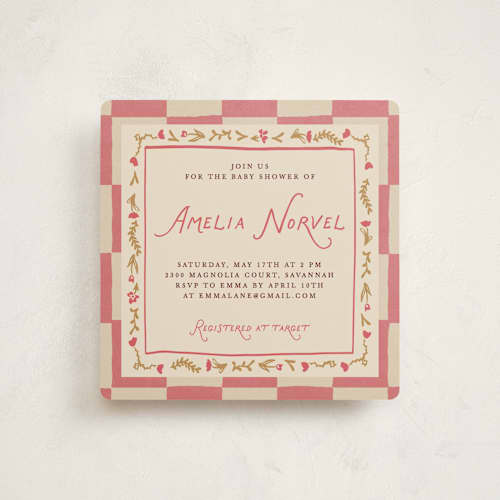 This is a rose baby shower invitations with standard by Maja Cunningham called dream pony printing on signature in standard