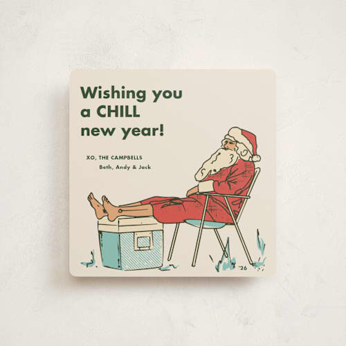 This is a seafoam non photo holiday cards with standard by Megan Davis called chill printing on signature in standard