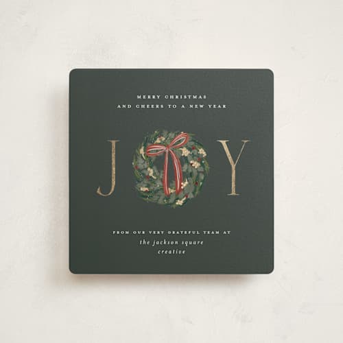 This is a evergreen foil pressed holiday cards with foil pressed by Jelena Vuletic called everleigh printing on signature in square