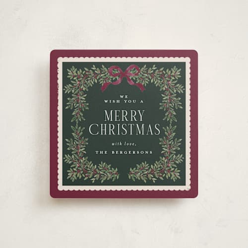 This is a merlot holiday photo cards with standard by Itsy Belle Studio called verdure & voile printing on signature in square