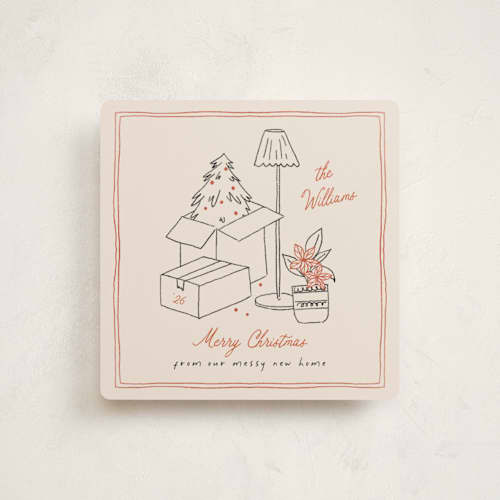 This is a santa holiday photo cards with standard by Claudia Orengo called messy christmas printing on signature in square