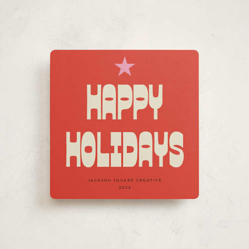 This is a cherry holiday photo cards with standard by Morgan Kendall called retro tree printing on signature in square