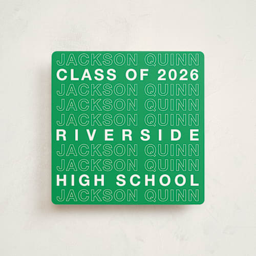 This is a mustang graduation announcements with standard by Cleghorn Creative called be there or be square printing on signature in standard