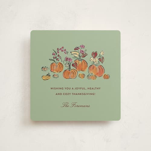 This is a jade thanksgiving cards invitations with standard by Pati Cascino called thanksgiving bliss printing on signature in standard
