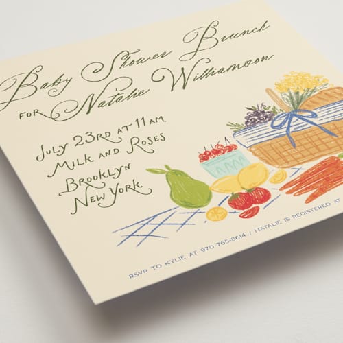 This is a provincial baby shower invitations with standard by Jenna Holcomb called farmer's market printing on signature in standard