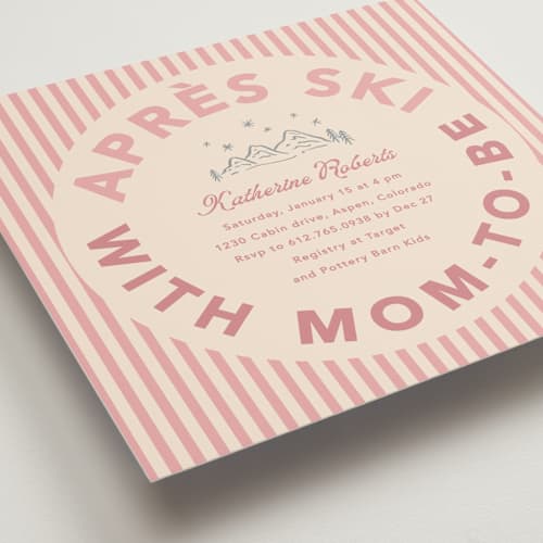 This is a petal baby shower invitations with standard by Creo Study called apres ski printing on signature in standard