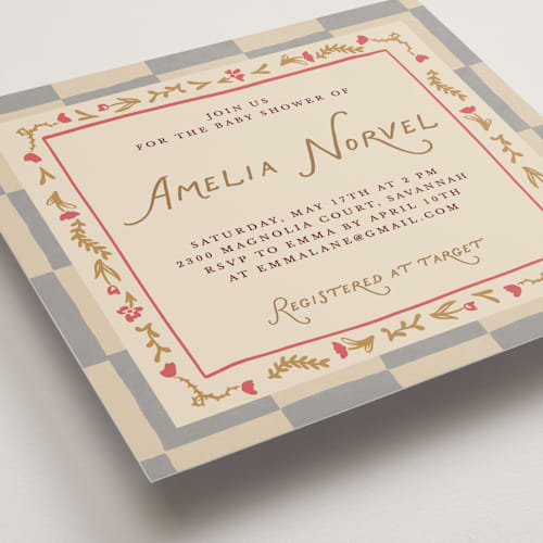 This is a slate baby shower invitations with standard by Maja Cunningham called dream pony printing on signature in standard
