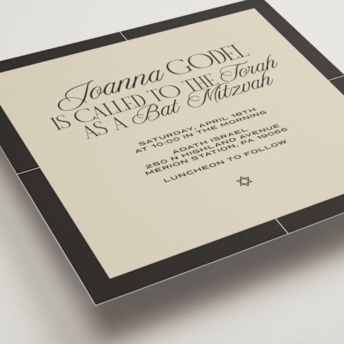 This is a charcoal bar mitzvah bat mitzvah invitations with standard by Wallace Design Co. called grand luxe bat mitzvah printing on signature in standard
