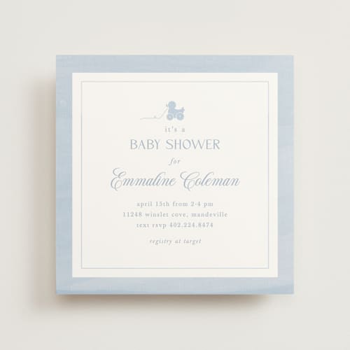 This is a sky baby shower invitations with standard by Melinda Denison called simply classic printing on signature in standard