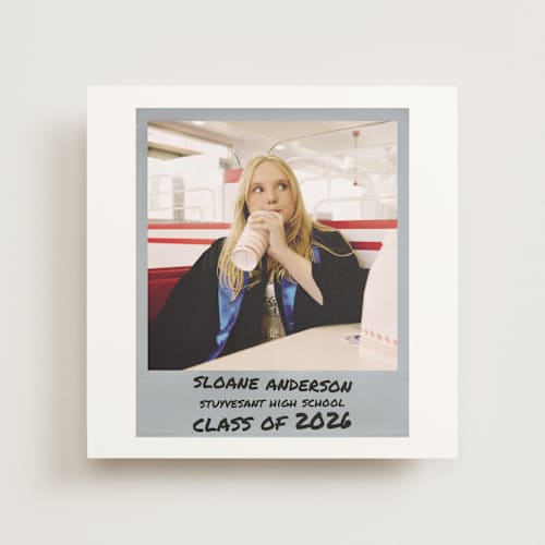This is a noir graduation announcements with standard by Cleghorn Creative called polaroid + sharpie - save the date printing on recycled in photo_mount