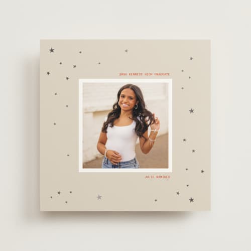 This is a natural graduation announcements with foil pressed by Jenna Holcomb called starring printing on recycled in photo_mount