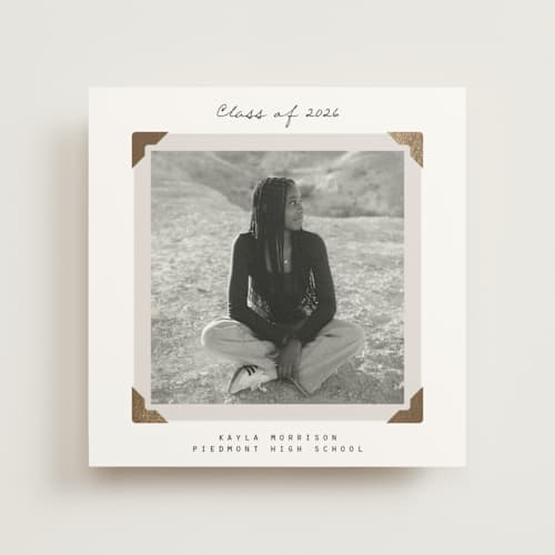 This is a cloud graduation announcements with foil pressed by Everett Paper Goods called album view printing on recycled in photo_mount