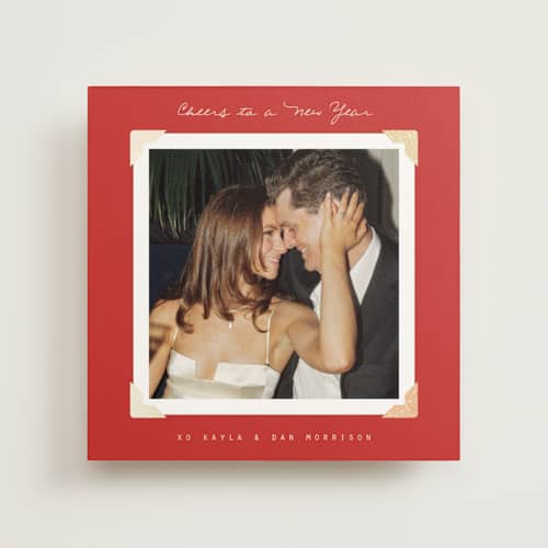 This is a candy cane photo mount holiday cards with foil pressed by Everett Paper Goods called album view printing on recycled in photo_mount