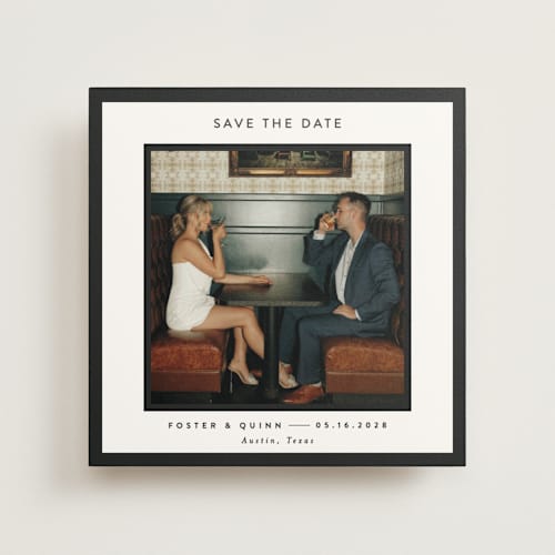 This is a charcoal save the date with standard by JoAnn Jinks called square printing on doublethick in photo_mount