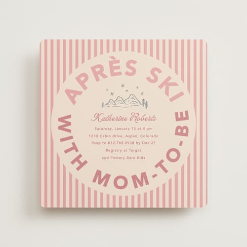 This is a petal baby shower invitations with standard by Creo Study called apres ski printing on signature in standard