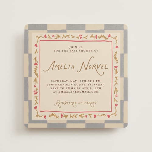 This is a slate baby shower invitations with standard by Maja Cunningham called dream pony printing on signature in standard