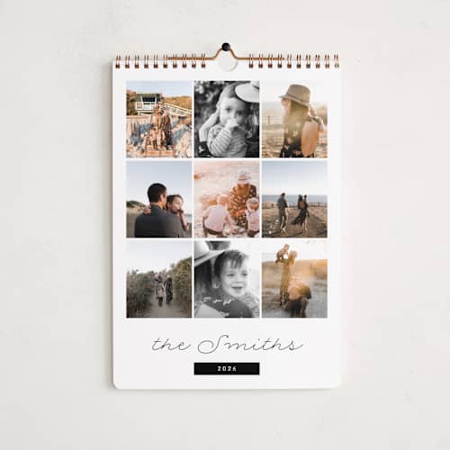 This is a snow photo calendars with standard by Kate Ahn called minimal grid printing on premium calendar paper in standard