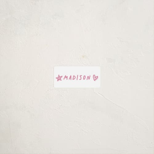 This is a cotton candy name labels with standard by Hooray Creative called scallop border printing on waterproof sticker paper in sticker