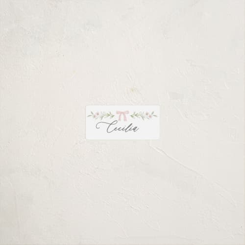 This is a blush name labels with standard by Paper Raven Co. called dainty garden printing on waterproof sticker paper in sticker