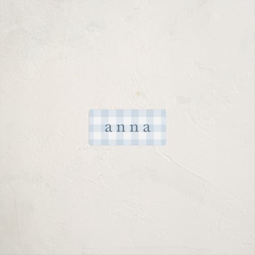 This is a bluebell name labels with standard by Stacey Meacham called gingham printing on waterproof sticker paper in sticker