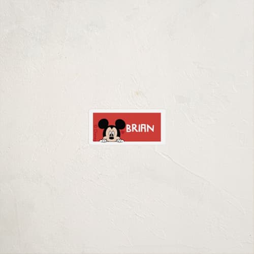 This is a cherry name labels with standard by Erica Krystek called disney's mickey mouse earresistable printing on waterproof sticker paper in sticker