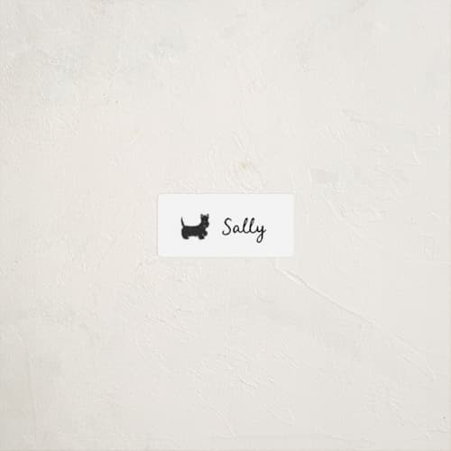 This is a tire name labels with standard by Laura Bercovich called terrier pup printing on waterproof sticker paper in sticker