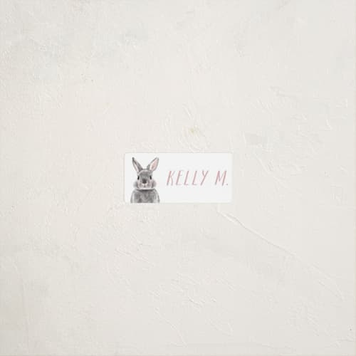 This is a blush name labels with standard by Cass Loh called baby animal rabbit printing on waterproof sticker paper in sticker
