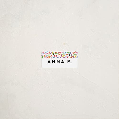 This is a gumdrops name labels with standard by Up Up Creative called confetti sprinkle printing on waterproof sticker paper in sticker
