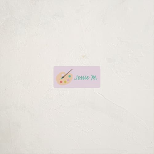 This is a lilac name labels with standard by Annie Holmquist called artsy printing on waterproof sticker paper in sticker