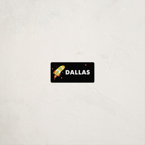 This is a space name labels with standard by chocomocacino called rocket blast printing on waterproof sticker paper in sticker