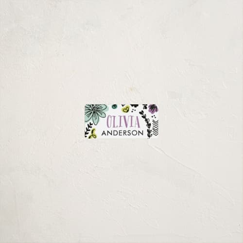 This is a plum name labels with standard by Jessica Williams called little doodles printing on waterproof sticker paper in sticker