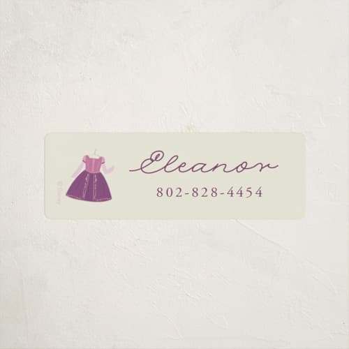 This is a ivory name labels with standard by JeAnna Casper called princess party printing on waterproof sticker paper in sticker