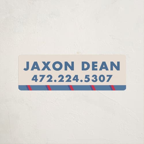 This is a blue jay name labels with standard by AK Graphics called classic prep printing on waterproof sticker paper in sticker