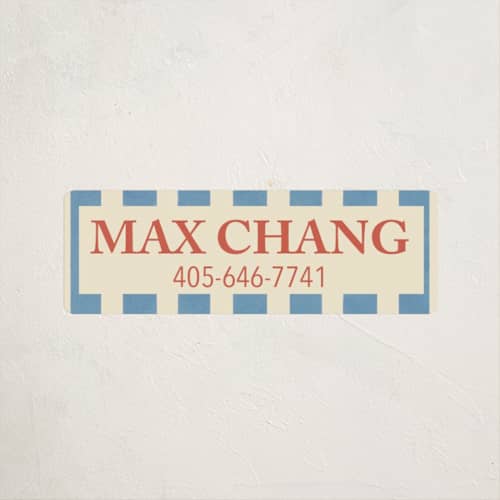 This is a azure name labels with standard by motifmyway called elegant stripes printing on waterproof sticker paper in sticker