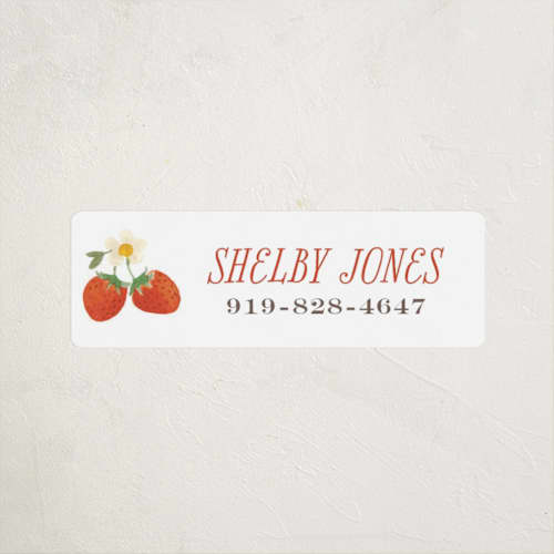 This is a strawberry name labels with standard by Itsy Belle Studio called so berry sweet printing on waterproof sticker paper in sticker